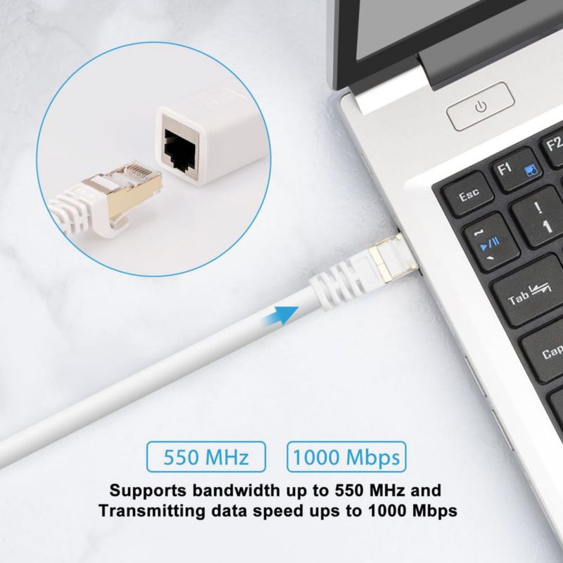 Cable de Extensión Ethernet J&D Cat6 Blindado 09 m Blanco