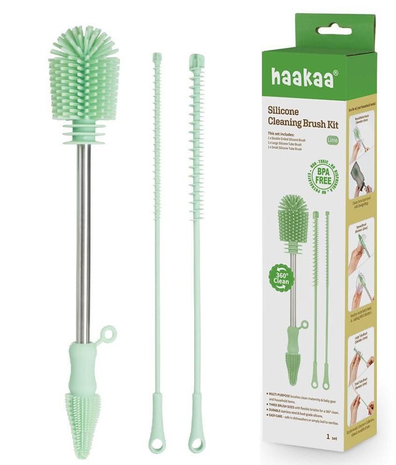 Kit de 3 piezas de cepillos de limpieza haakaa - Verde lima