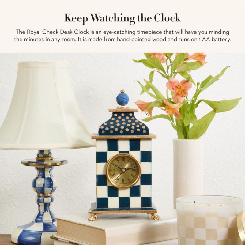 Reloj de escritorio MACKENZIE-CHILDS Royal Check azul y blanco