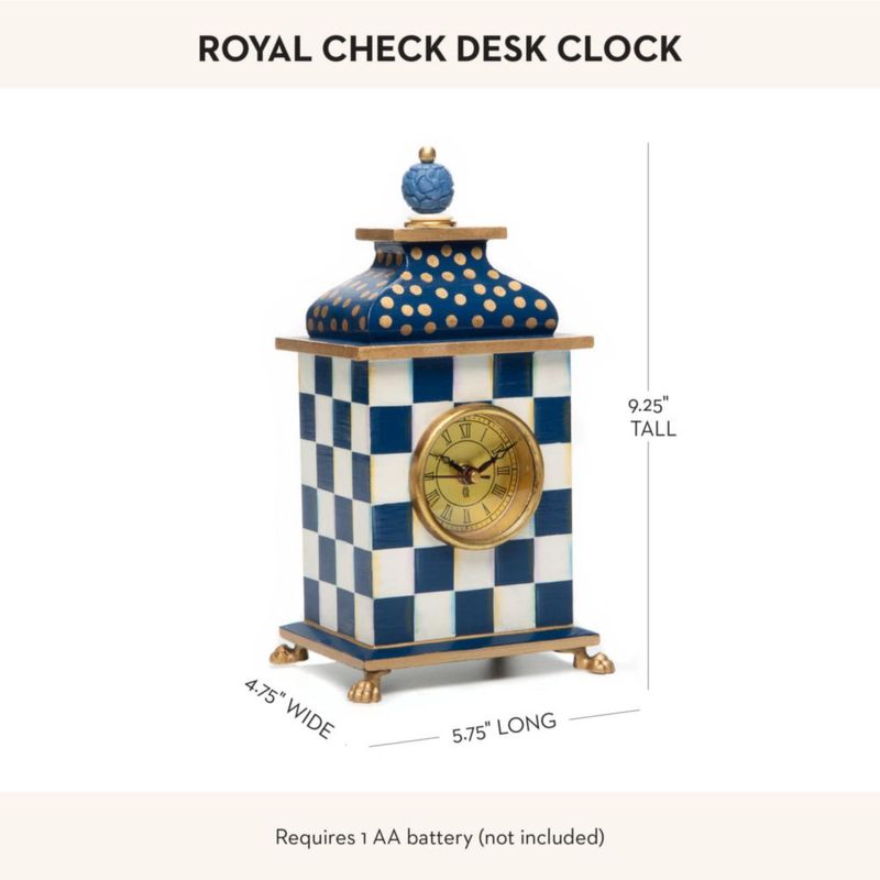 Reloj de escritorio MACKENZIE-CHILDS Royal Check azul y blanco