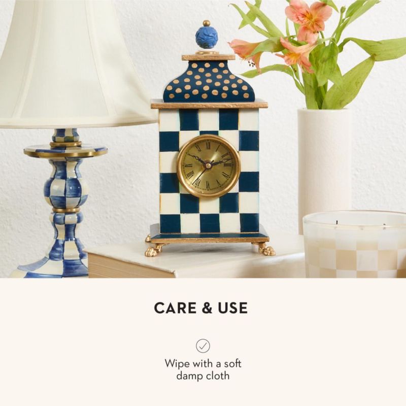 Reloj de escritorio MACKENZIE-CHILDS Royal Check azul y blanco