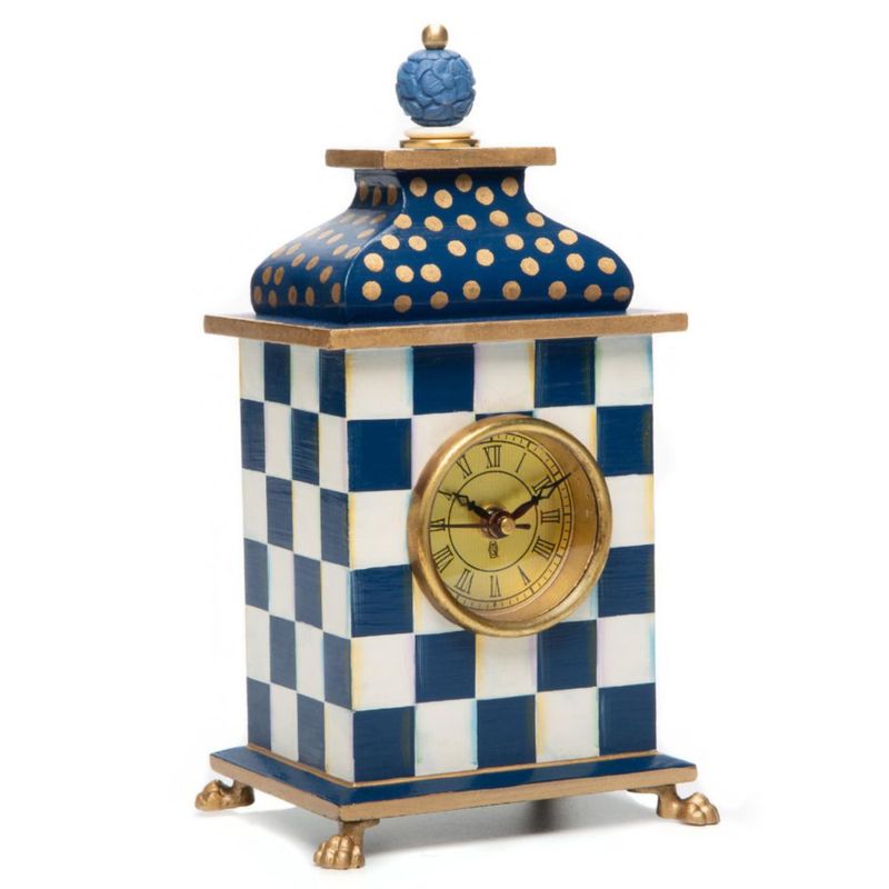 Reloj de escritorio MACKENZIE-CHILDS Royal Check azul y blanco