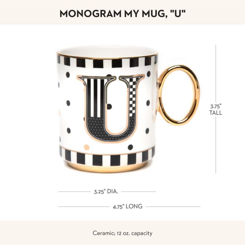 Taza de cerámica MACKENZIE-CHILDS 355 ml con letra U