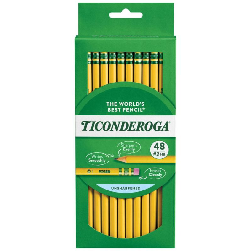 Lápices Ticonderoga 2 HB Suaves de Madera Amarilla Paquete de 48