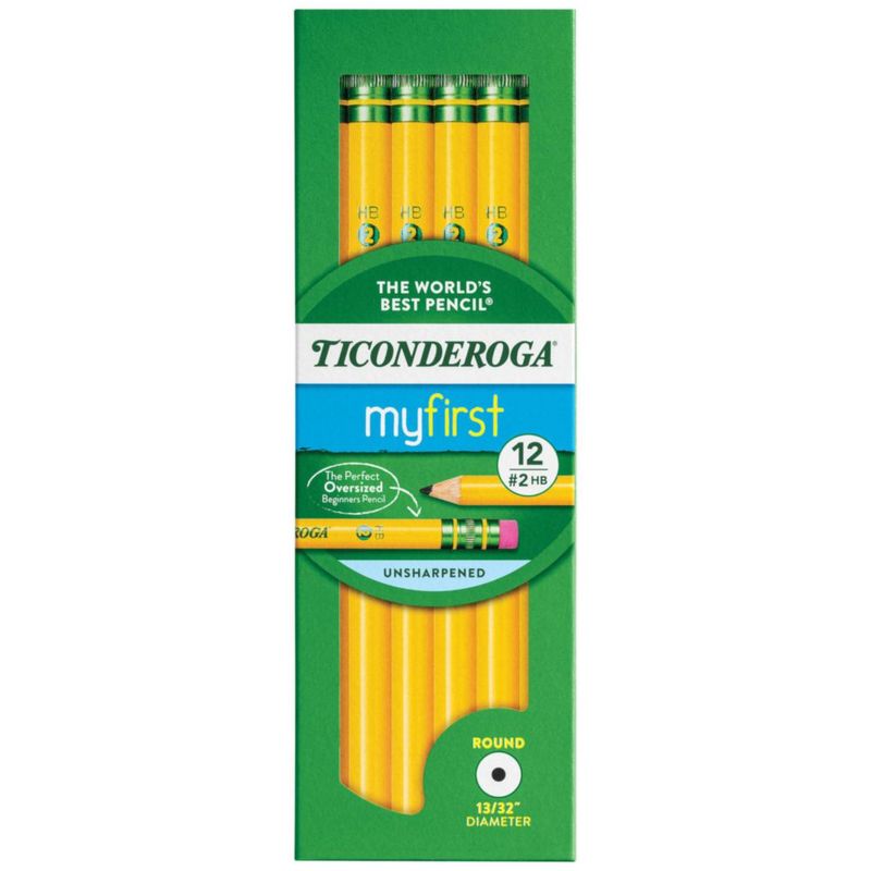 Lápices Ticonderoga para principiantes #2 con borrador paquete de 12