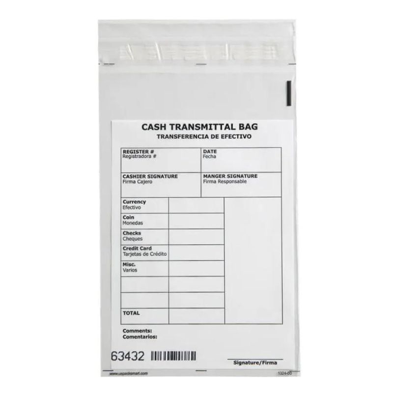 Bolsas para depósito de efectivo US PACK SMART 15 x 23 cm paquete de 500