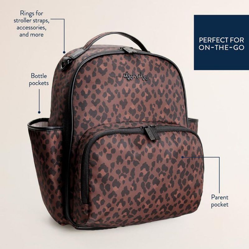 Mochila Itzy Ritzy Mini Leopardo 10 Bolsillos
