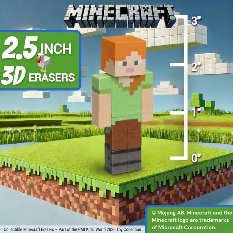 Set de 12 Gomas de Borrar 3D P.M.I. Minecraft Serie 2