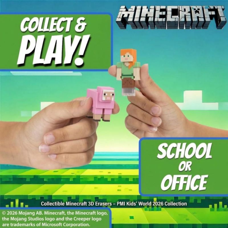 Set de 12 Gomas de Borrar 3D P.M.I. Minecraft Serie 2
