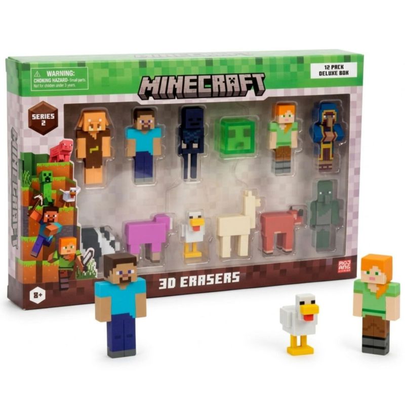 Set de 12 Gomas de Borrar 3D P.M.I. Minecraft Serie 2