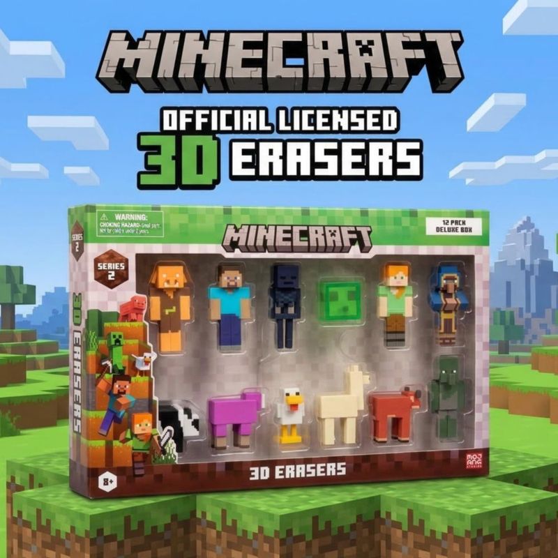 Set de 12 Gomas de Borrar 3D P.M.I. Minecraft Serie 2