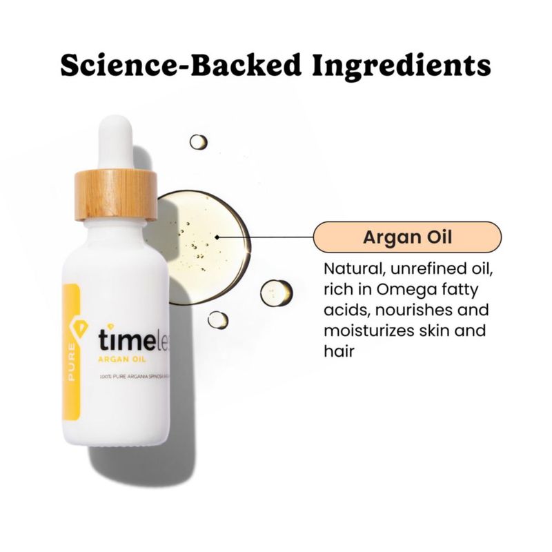 Aceite de argán Timeless Skin Care 30 ml 100% puro para rostro y cabello