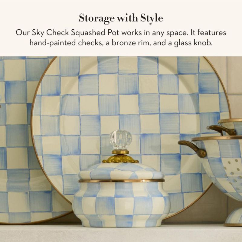 Recipiente de Almacenamiento de Alimentos MACKENZIE-CHILDS Sky Check Azul Claro