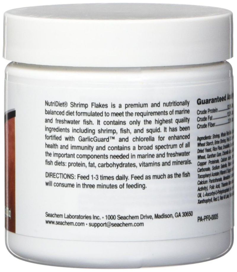 Alimento para peces Seachem NutriDiet Shrimp Flakes 50 g con probióticos