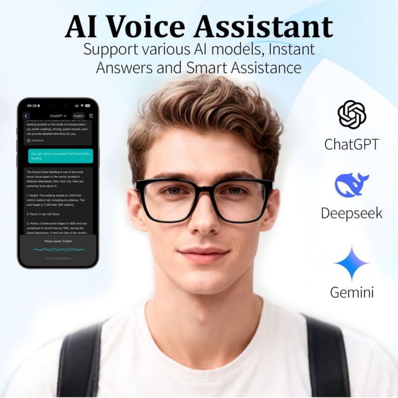 Gafas Inteligentes loangyunfone AI Translation Bluetooth negras