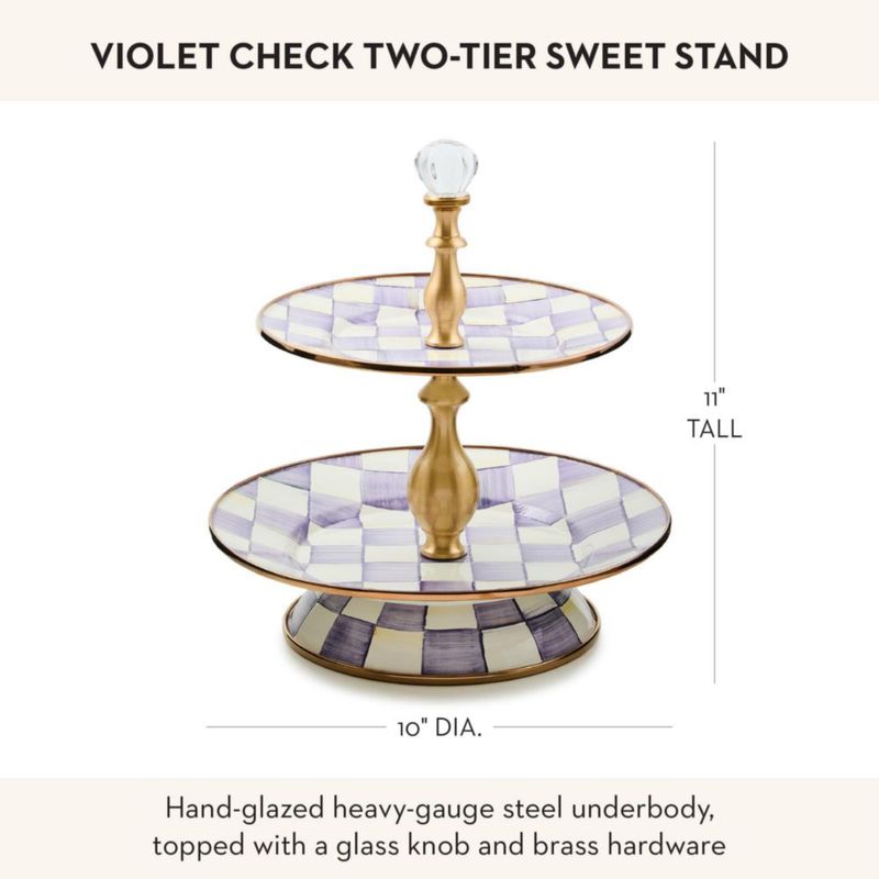 Bandeja MACKENZIE-CHILDS de dos niveles en patrón Violet Check