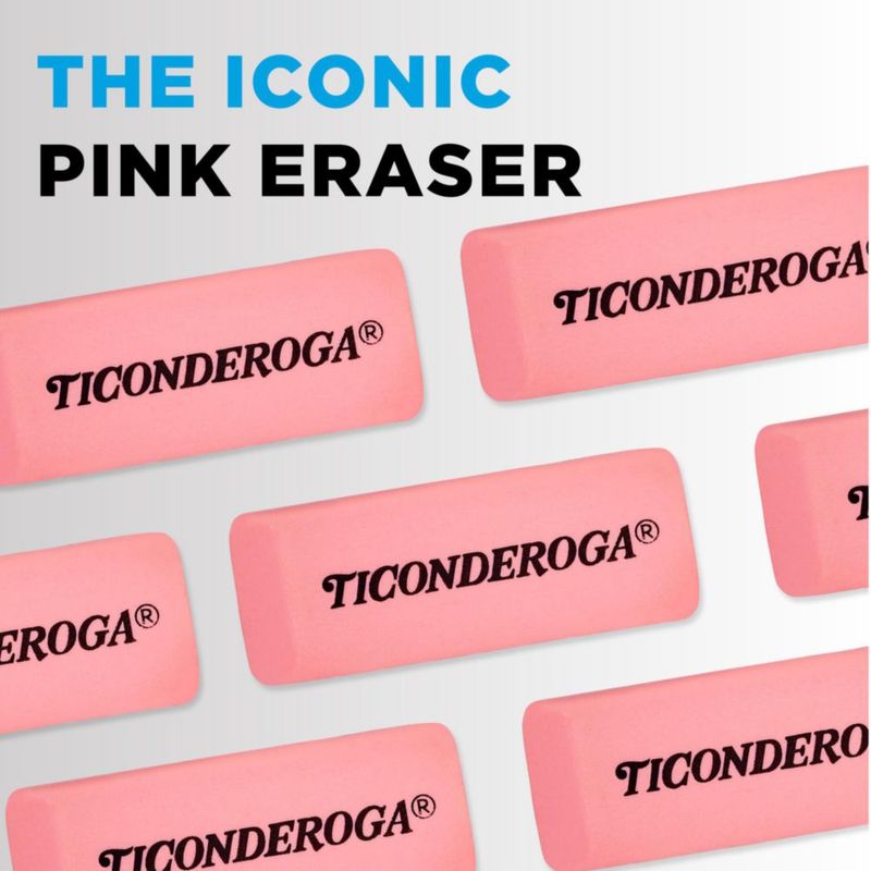 Gomas de borrar Ticonderoga rosa en cuña 3 unidades sin látex