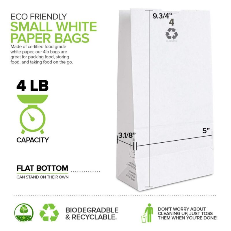Bolsas de papel Stock Your Home paquete de 250 blancas 4 lb