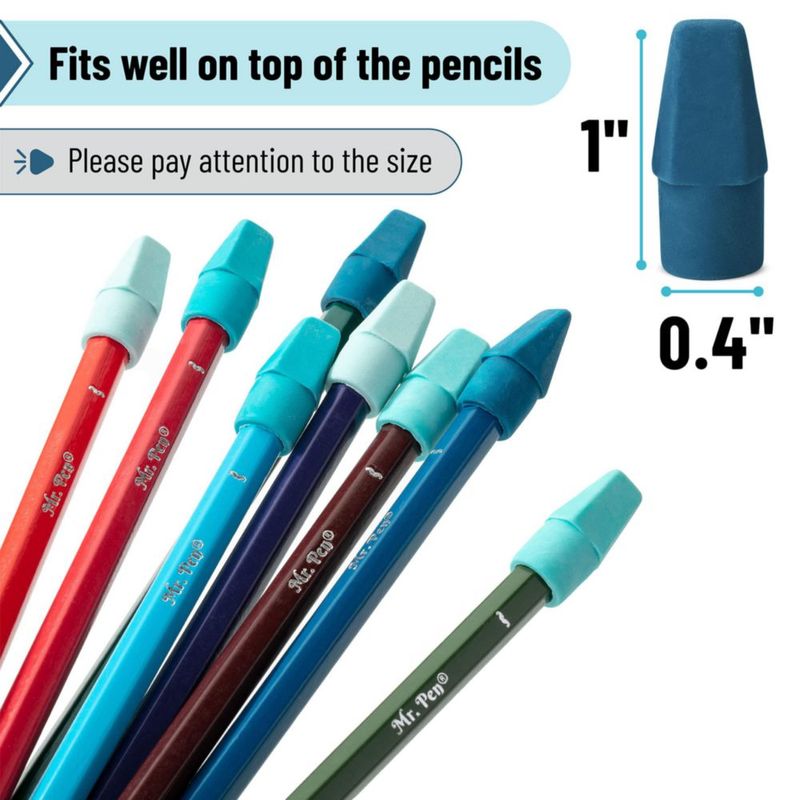 Goma de borrar Mr. Pen - Pack de 120 sin látex tonos azules