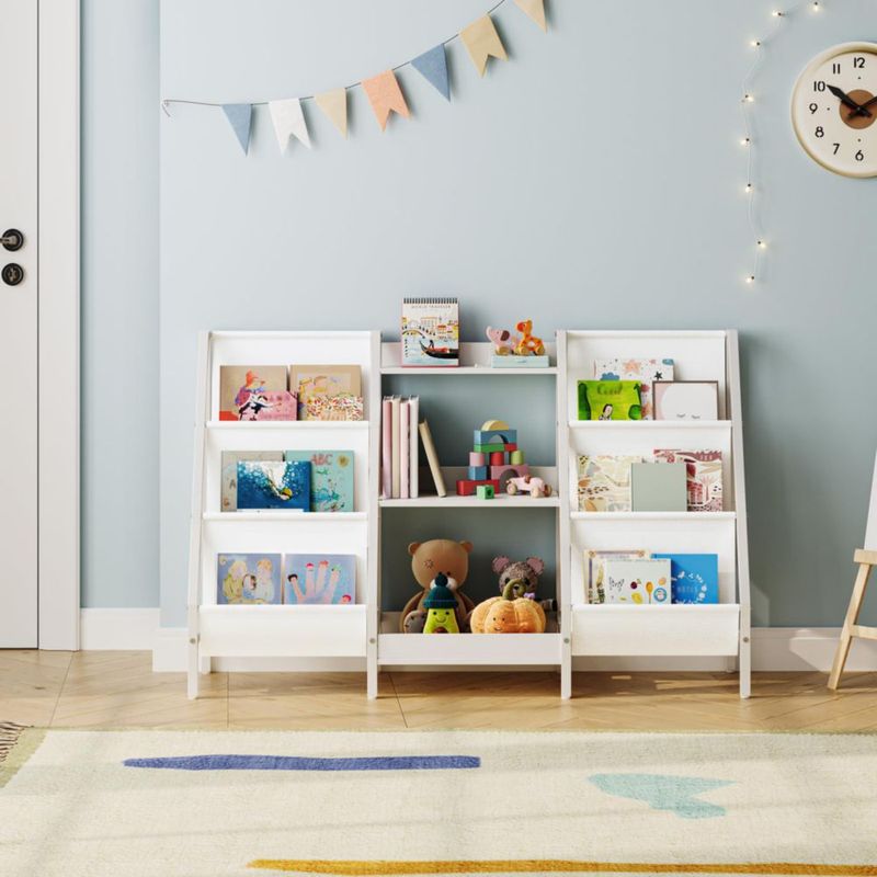 Estantería para libros y juguetes infantiles MAHANCRIS 116 cm 3 niveles color blanco