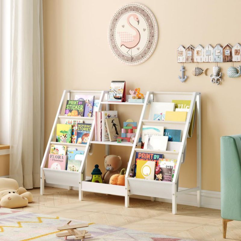 Estantería para libros y juguetes infantiles MAHANCRIS 116 cm 3 niveles color blanco