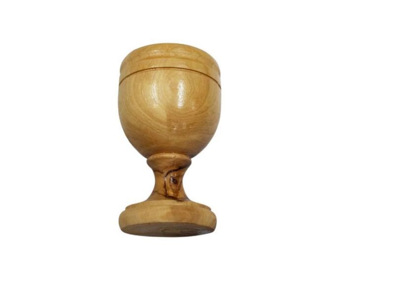 Cáliz para comunión de la Tierra Santa copa para vino cáliz de madera de olivo (275 pulgadas)