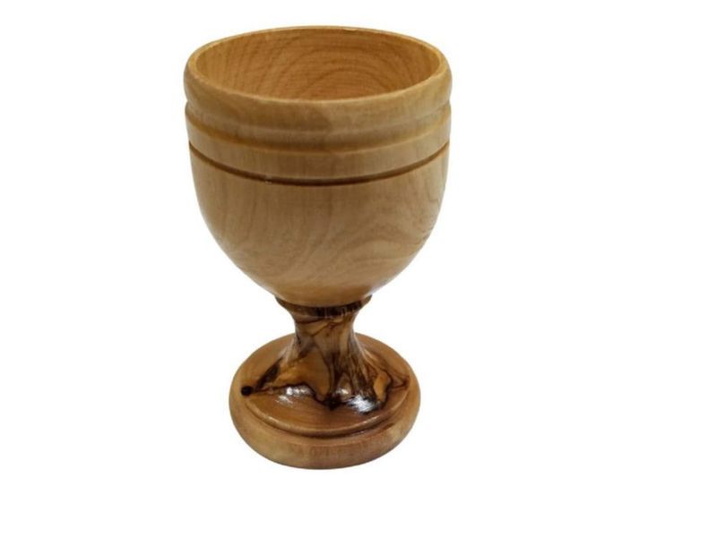 Cáliz para comunión de la Tierra Santa copa para vino cáliz de madera de olivo (275 pulgadas)