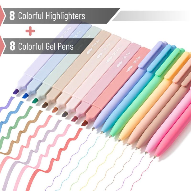 Mr. Pen - Resaltadores Estéticos y Bolígrafos de Gel Juego de 16