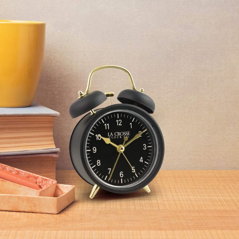 Reloj La Crosse 617-3314BG Negro con Doble Campana y Movimiento de Cuarzo
