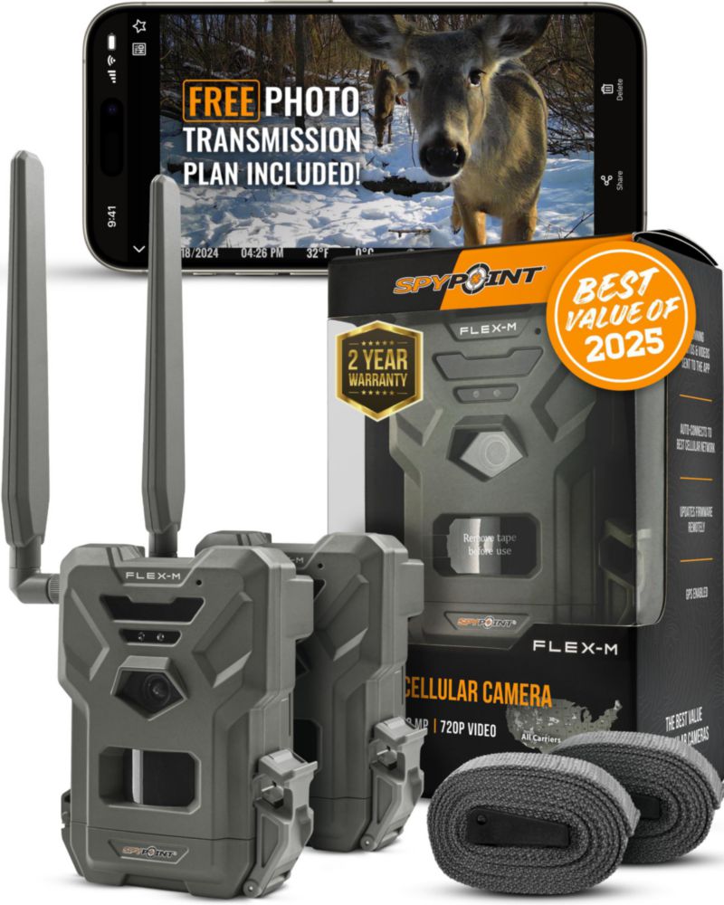 Paquete doble de cámaras celulares SPYPOINT Flex-M: los mejores accesorios de caza no se necesita WiFi GPS visión nocturna LTE de doble SIM cámara de