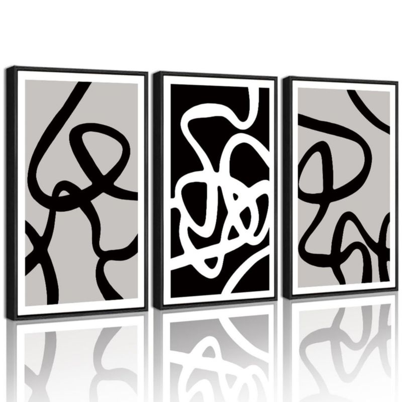 Arte mural PHOPAGO abstracto en blanco y negro 28 x 36 cm con marco