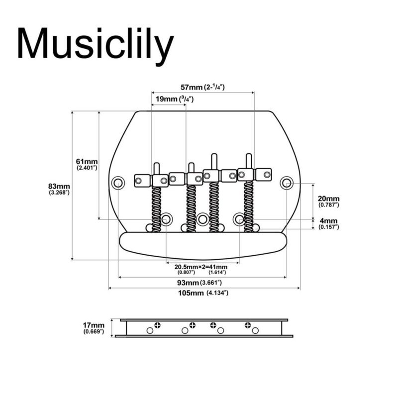 Puente para Bajo Musiclily Pro 57 mm 4 Cuerdas Negro