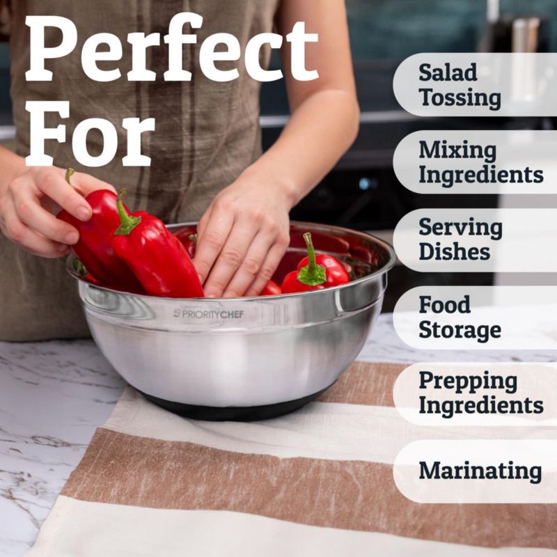 Juego de 6 tazones de mezcla de acero inoxidable Priority Chef 7 L negro