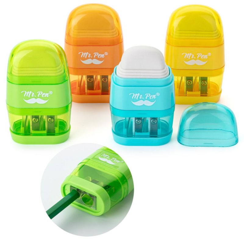 Set de 4 Sacapuntas y Goma de Borrar Mr. Pen