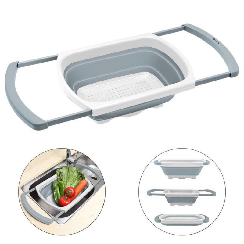 Colador de alimentos QiMH 6 L plegable de silicona verde