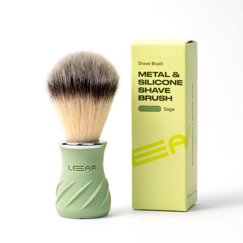 Cepillo de Afeitar Leaf Shave Metálico y de Silicona - Salvia