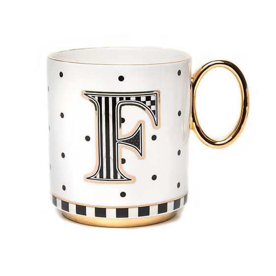 Taza de cerámica MACKENZIE-CHILDS 355 ml Letra F