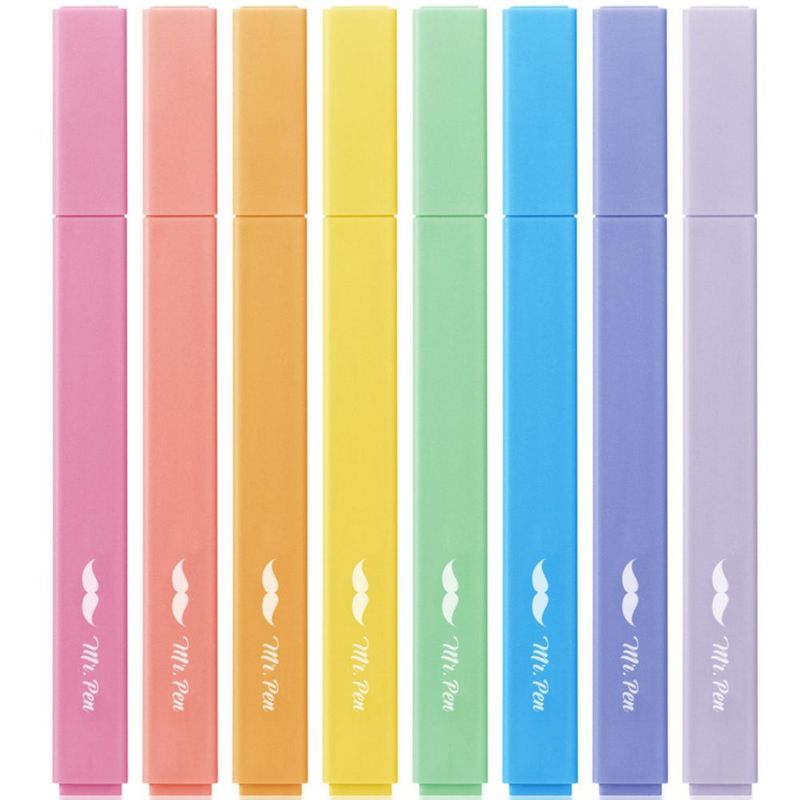 Resaltadores Mr. Pen Pack de 8 colores surtidos con punta de cincel