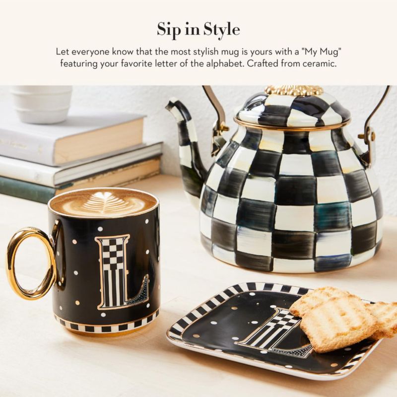 Taza MACKENZIE-CHILDS de cerámica 355 ml Letra D