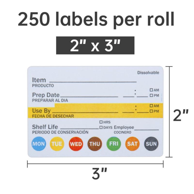 Rollo de 250 etiquetas disolubles L LIKED de 2 x 3 pulgadas