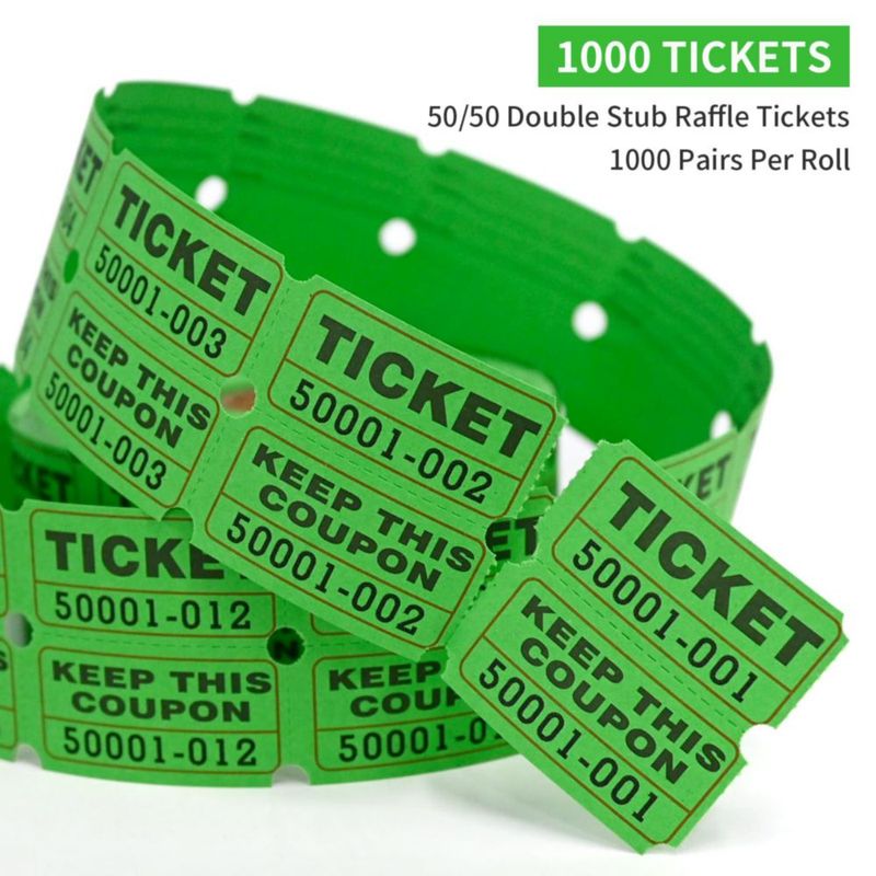 Boletos de rifa L LIKED doble rollo 1000 verdes 5 x 5 cm