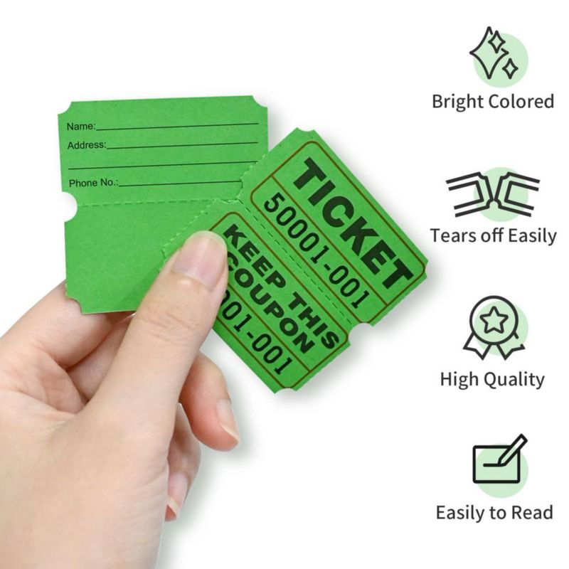 Boletos de rifa L LIKED doble rollo 1000 verdes 5 x 5 cm
