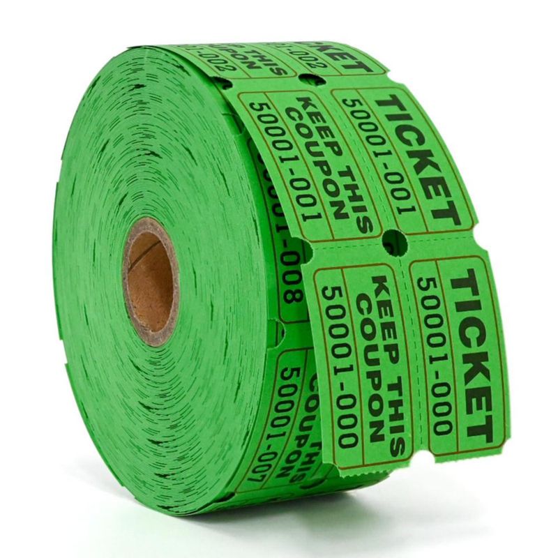Boletos de rifa L LIKED doble rollo 1000 verdes 5 x 5 cm