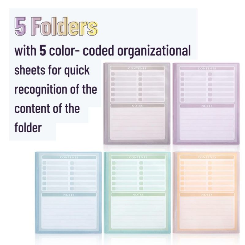 Carpeta de Plástico Mr. Pen Tamaño Carta Pack de 5 Surtidas