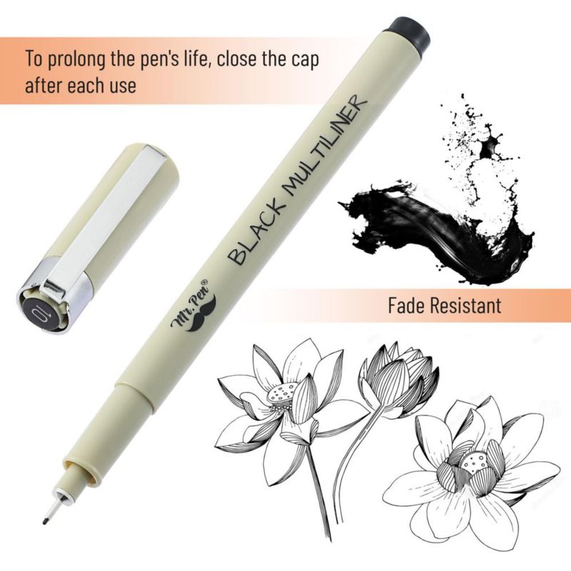 Bolígrafos de dibujo Mr. Pen tinta negra 03 mm paquete de 12