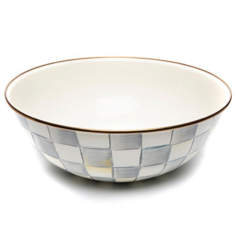 Bol MACKENZIE-CHILDS Extra Grande a Cuadros Gris y Blanco