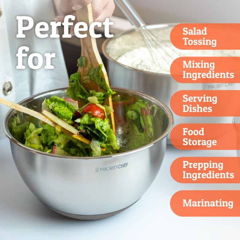 Juego de bowls mezcladores de acero inoxidable Priority Chef con tapas