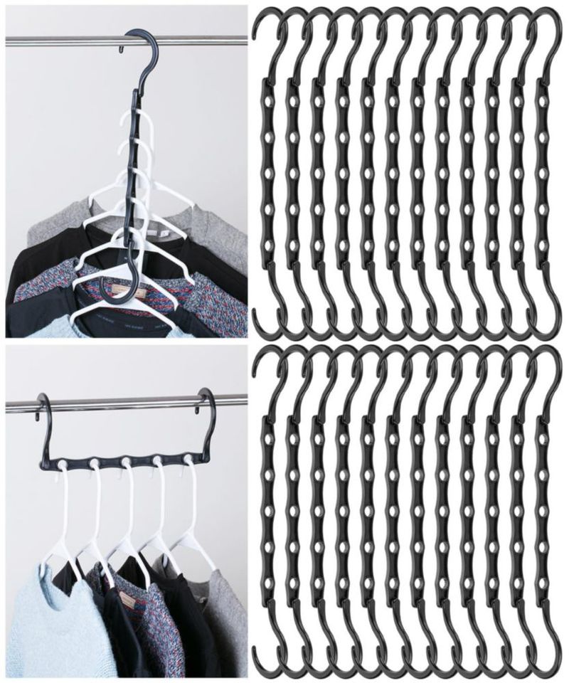 Perchas ahorradoras de espacio Mr. Pen 24 piezas negras