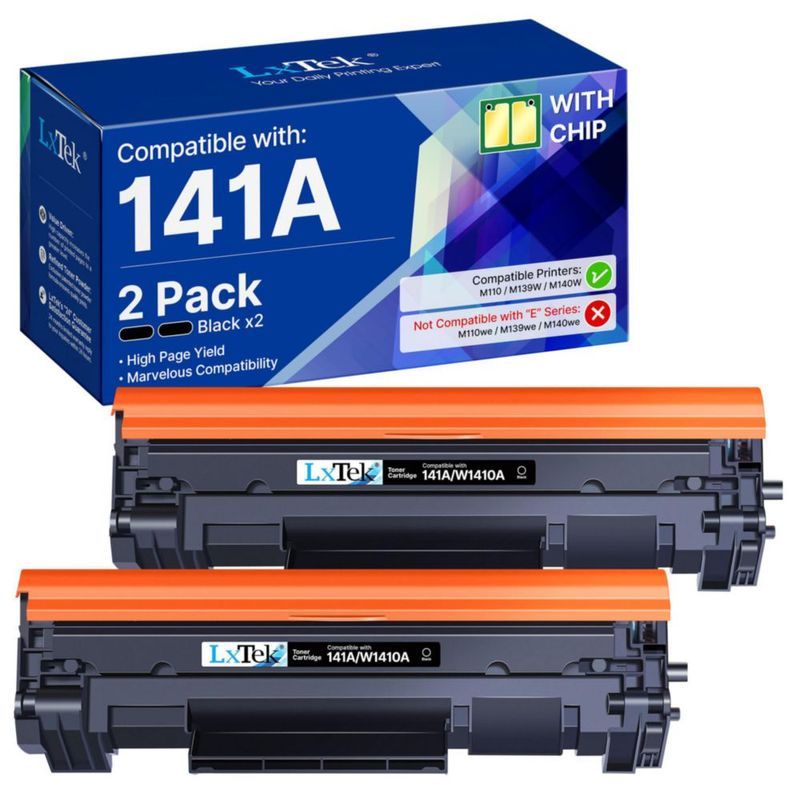Cartucho de tóner negro LxTek 141A paquete de 2 con chip