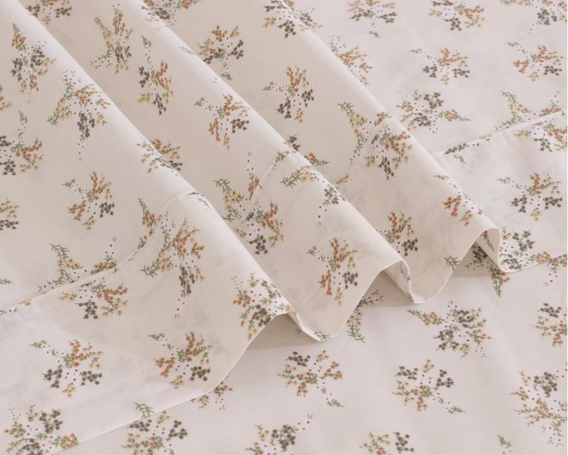Juego de sábanas florales de percal de algodón RUVANTI tamaño Queen 4 piezas